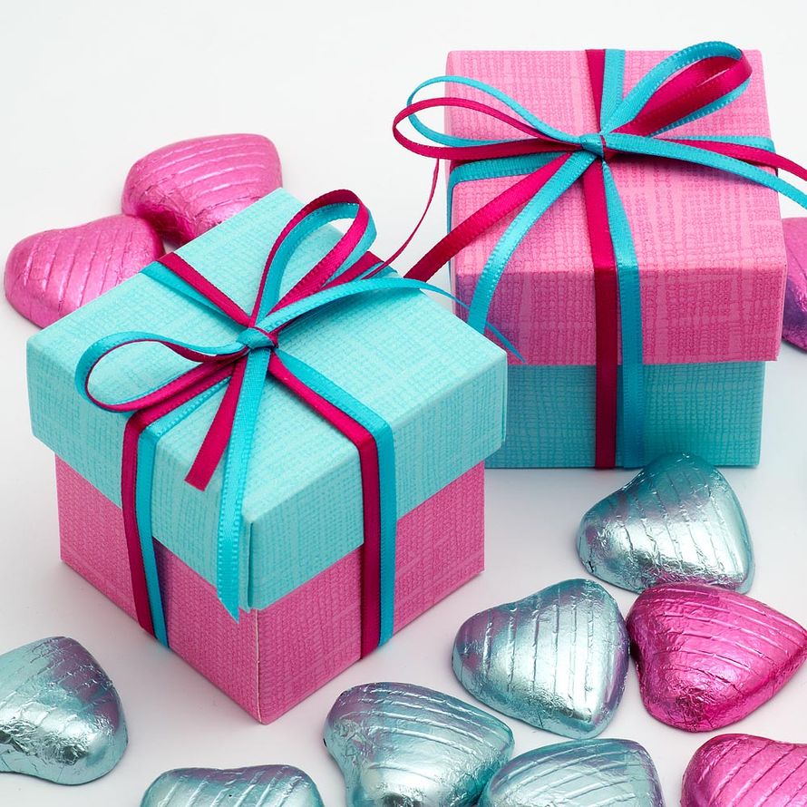 Коробочки "Футляр" для маленького подарка розово- голубого цвета с ленточками - фото 989831 1st Class - свадебные пригласительные 