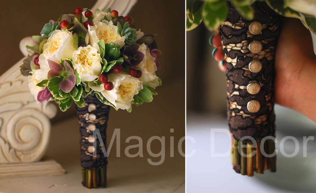 Свадебный букет в коричневых тонах с розами Дэвид Остин - фото 4185317 Дизайн-студия Magic decor