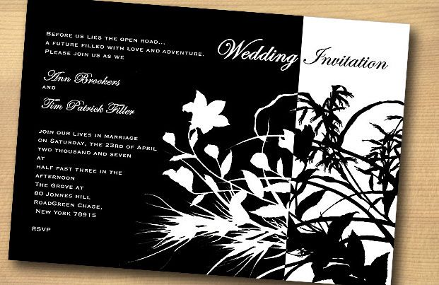 Приглашение на свадьбу, выполненное в цветах соответствующих тематике торжества, в черно-белых тонах - фото 756913 Gianny