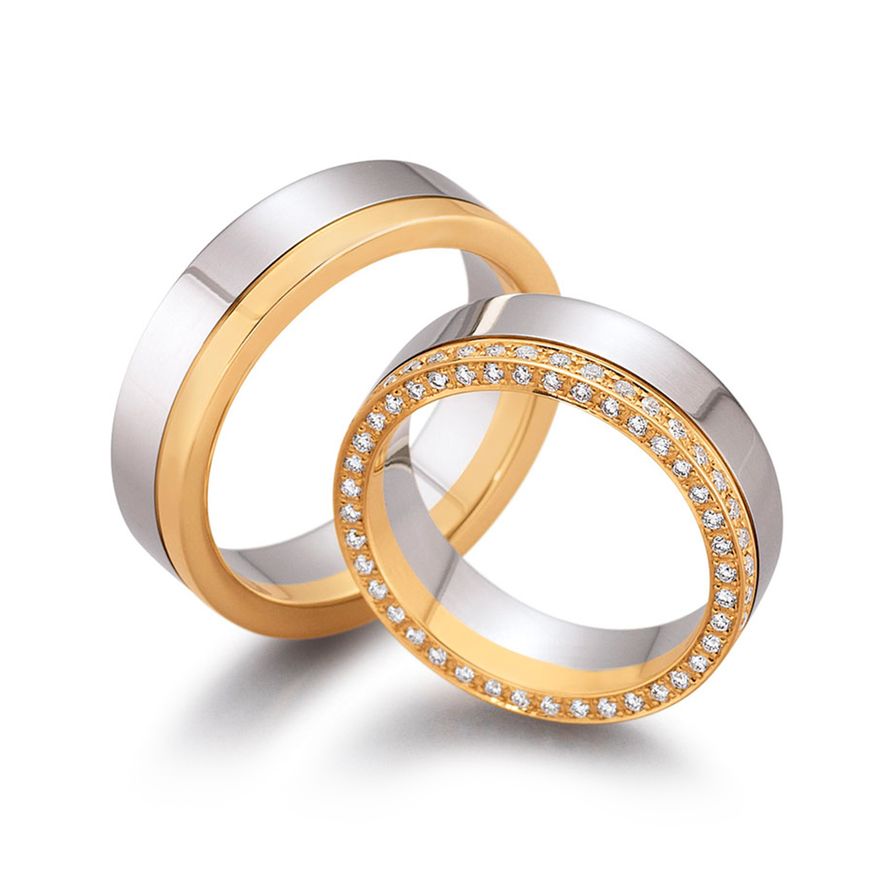 Комбинированные обручальные кольца на заказ