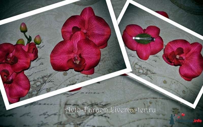 Заколка для волос с орхидеей Бордо - фото 429494 АвтоФараон - элегантные кортежи на изысканный вкус