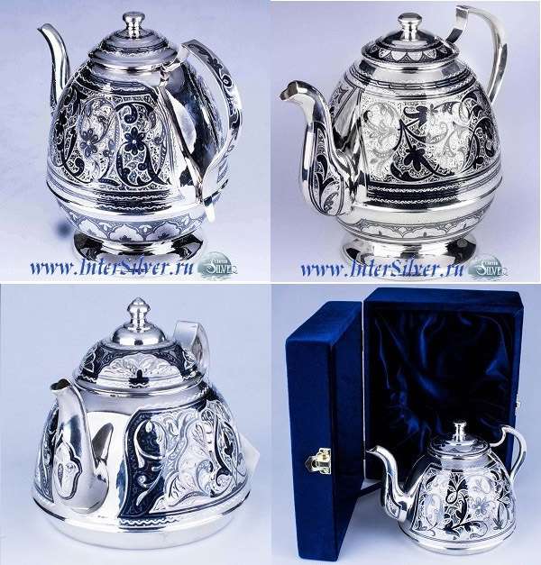 Серебряные чайники Кубачи - фото 16624970 Магазин подарков из серебра "Интер Сильвер"