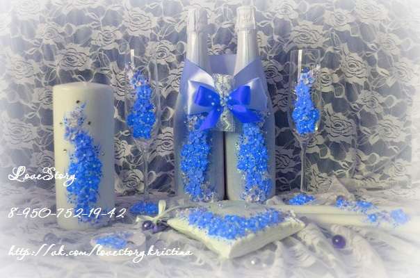 Комплект свадебных аксессуаров "Магия" в голубом цвете - фото 4421579 Студия аксессуаров Кристины Тишковой