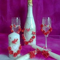 Набор аксессуаров - свечи, бокалы и шампанское 