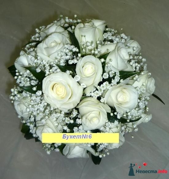 свадебный букет белые розы и гипсофилы