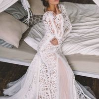 свадебное платье с рукавами и открытой спиной 2017 бохо