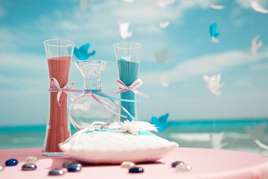 песочная церемония, сосуды, песок, цветной песок. - фото 3084051 Колибри - организация свадеб в Доминикане