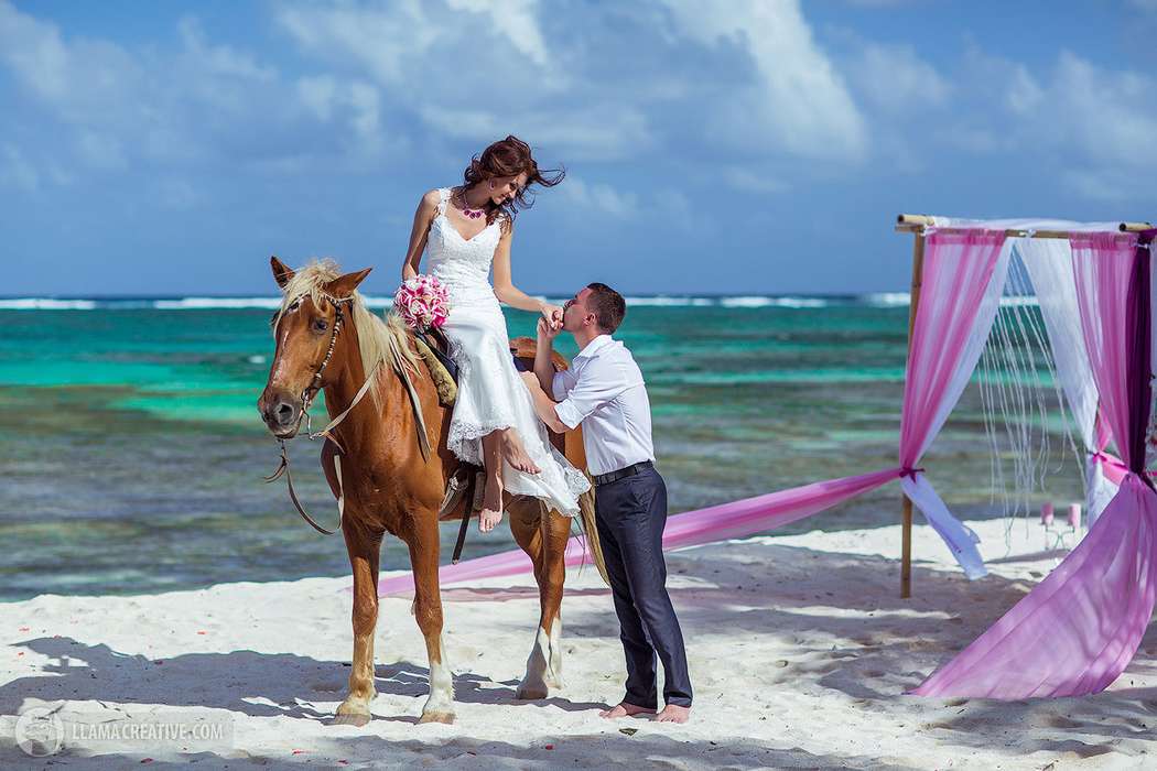Свадьба в Доминикане. Фотосессия с лошадкой. - фото 10850592 Агентство Grandlove wedding