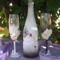 свадебные бокалы в бело-шоколадном цвете