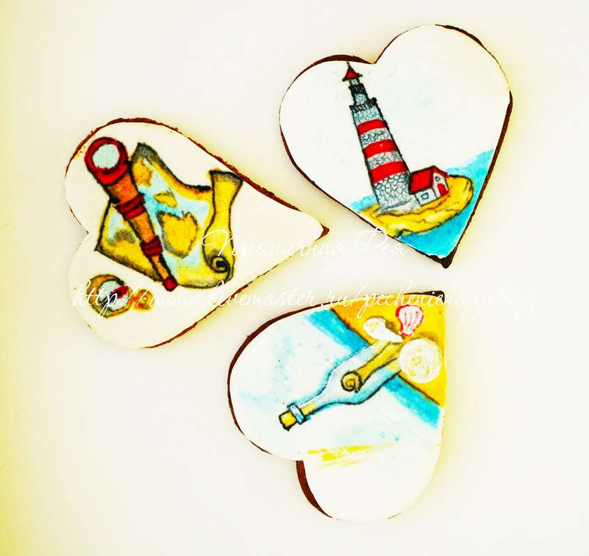 Имбирные пряники для свадьбы в морском стиле, для пиратской вечеринки - фото 2409555 Дизайнерское печенье Пряничная Фея (GingerFairy)