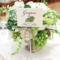 Зеленый виноград в оформлении номера стола