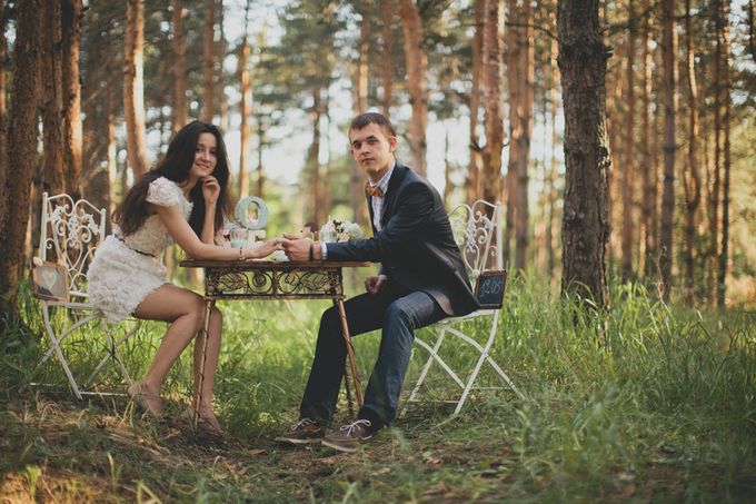 лесная свадебная фотосессия