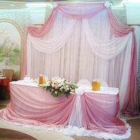 Розовый декор стола молодых