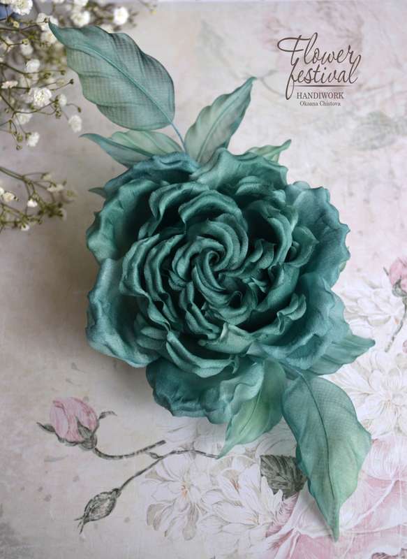 Роза из натурального шелка, окрашенного вручную. 100% handmade - фото 4022043 Невеста01