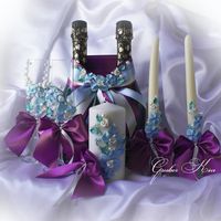 Набор аксессуаров ручной работы " Голубые орхидеи"
