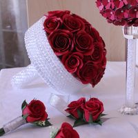 Букет, бутоньерка жениха и свидетеля и браслет подружки невесты, декор шар