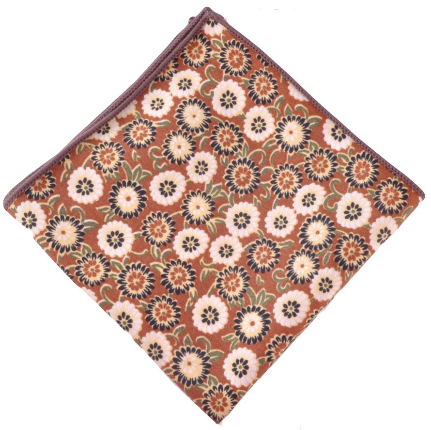 Нагрудный платок коричневый с цветами
