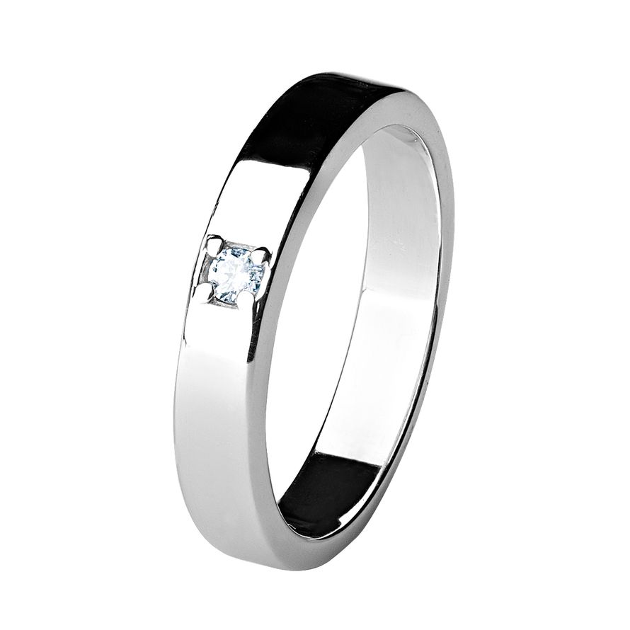 Обручальное кольцо из палладия с 1 бриллиантом шириной 3,5 мм