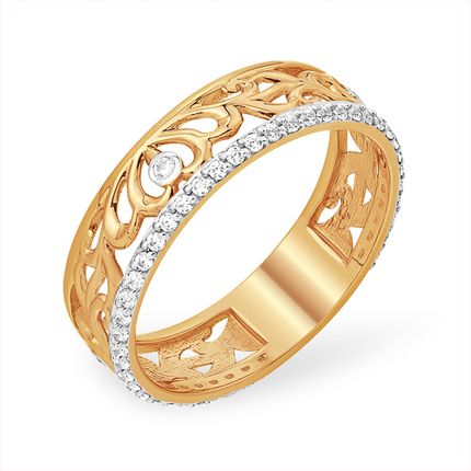 Кольцо из красного золота 585 с бриллиантами