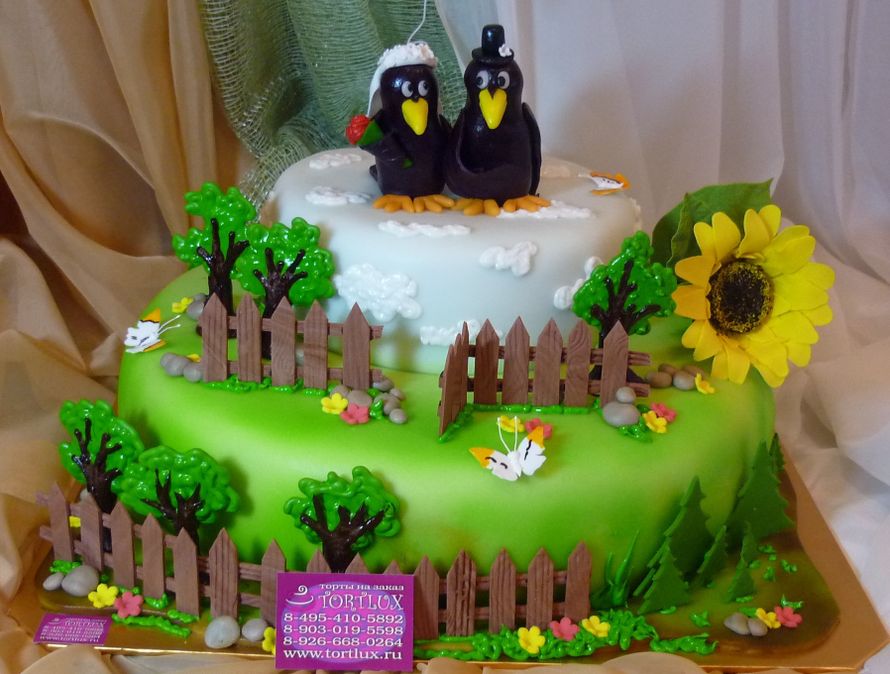 Свадебный торт"Вороны".Вес 5 кг. - фото 3582751 Кондитерская дизайн студия "ТортЛюкс"