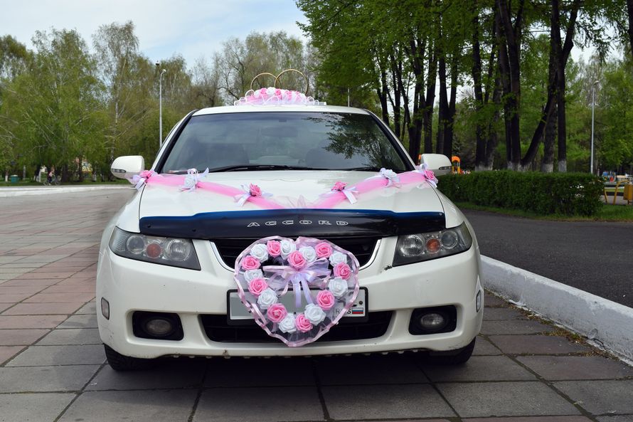 Свадебные украшения на машину напрокат в розовом цвете