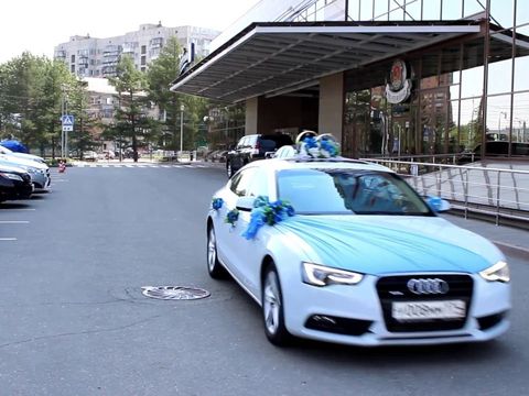Автомобили на свадьбу Челябинск, белая Audi A5 (www.auto454.ru)