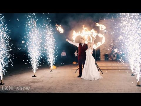 Двойное горящее сердце сердце на свадьбу в Ростове | GOF show
